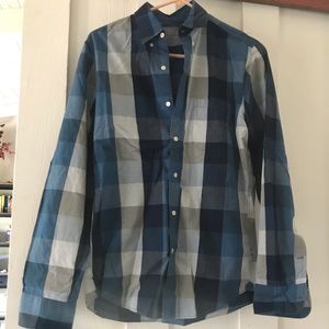 Men’s JCrew Small Slim Blue Plaid L-Sleeve Shirt